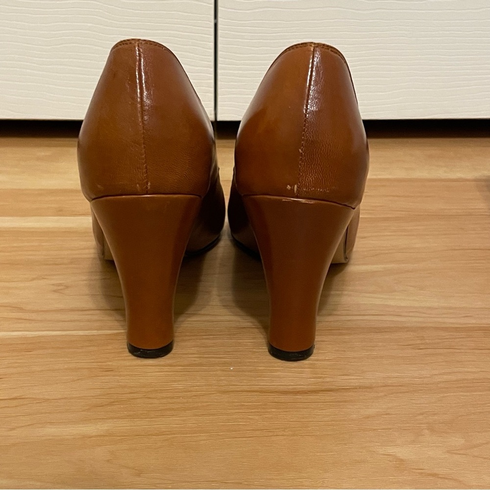 Remix vintage shoes babydoll heels 7.5 Cognac - Picture 6 of 8